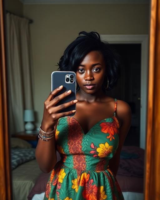 Original smartphone mirror selfie before Kiki enhancement